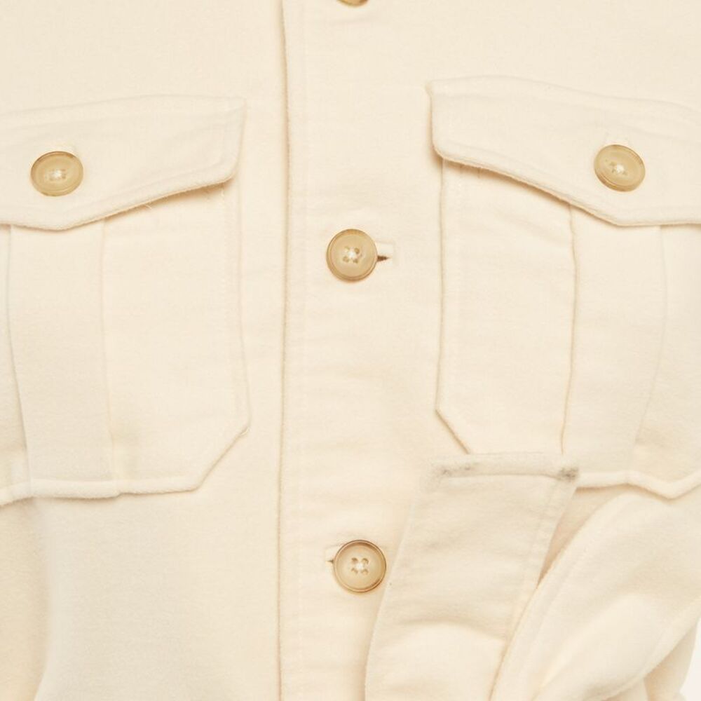 Polo Ralph Lauren Beige Flannel Belted Shirt Jacket Xs - Picture 3 of 5